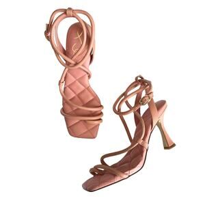 Sam Edelman Women's Peach Leather Strappy
Ankle Strap Formal Heel Sandals 7.5